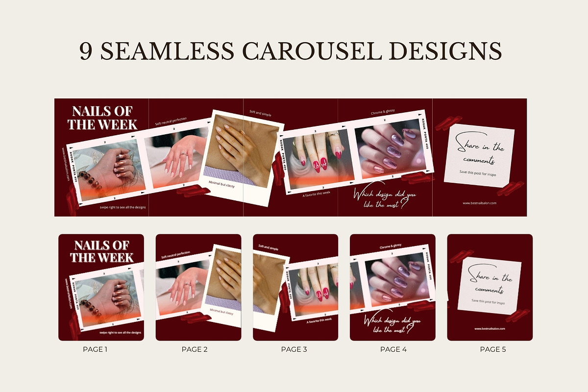 Nail Tech Instagram Carousels, a Social Media Template by Anna Design Studio (Photo 3 of 10)