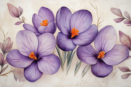 Illustration of spring crocus flowers, a Nature Photo by AlyaAnd