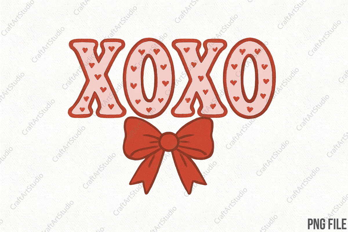 XOXO Valentines Heart PNG, an Illustration by CraftArtStudio (Photo 1 of 4)