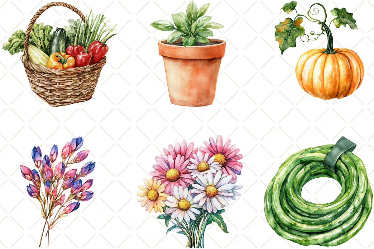 Gardening Day Watercolor Clipart, an Illustration by Black Bird Studio (Photo 4 of 6)