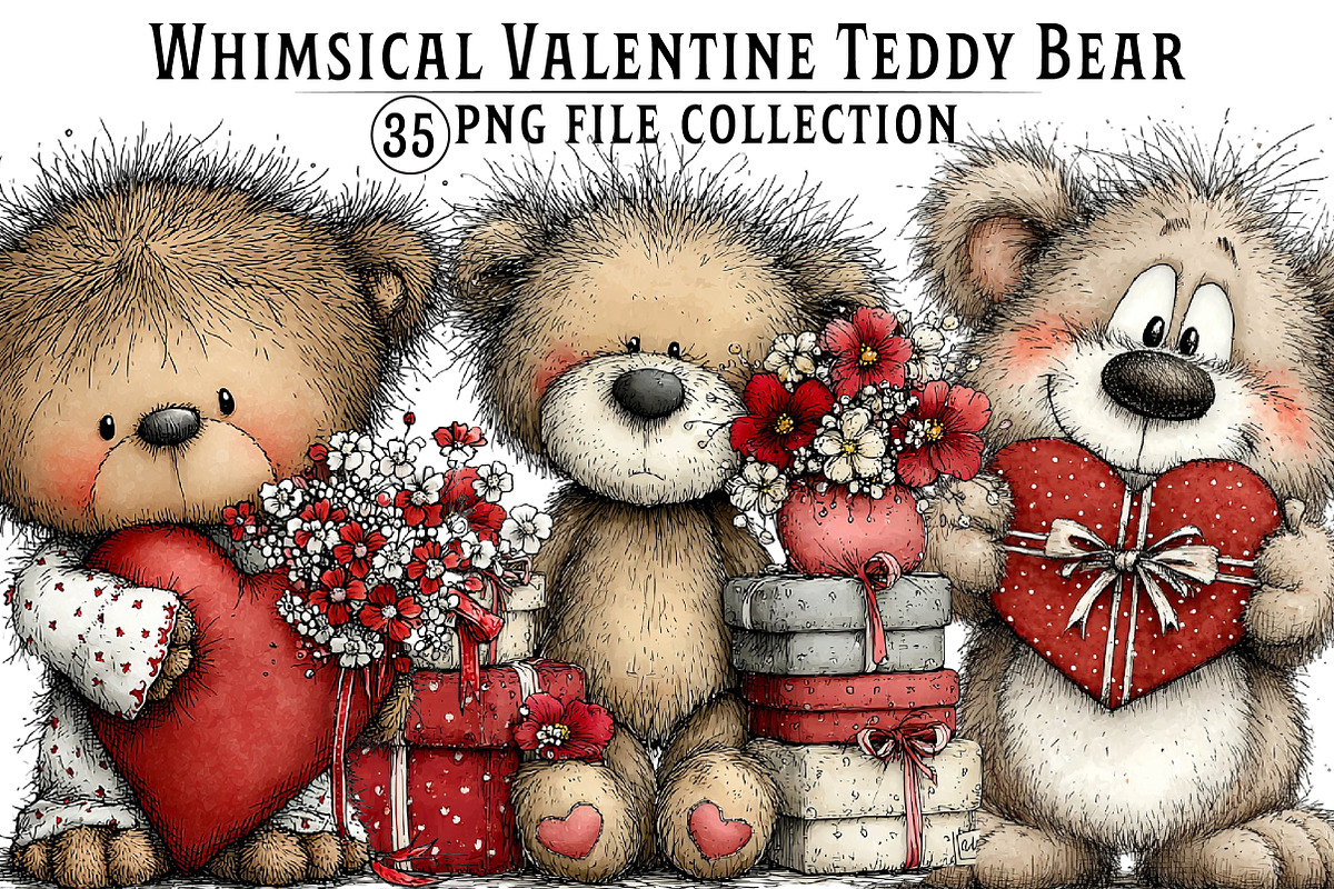Whimsical Valentine Teddy Bear Clipa, an Illustration by Dream Creation (Photo 1 of 7)