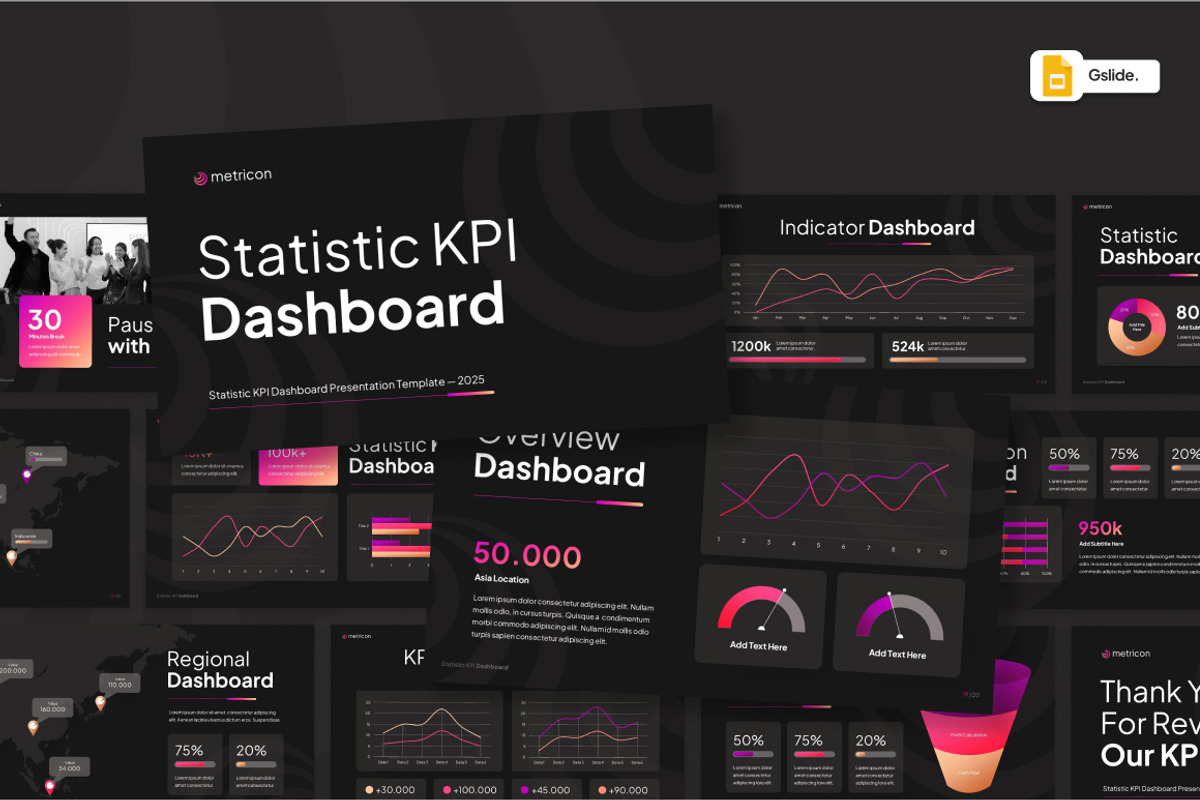 KPI Dashboard Google Slides, a Presentation Template by Loin Studio (Photo 1 of 4)
