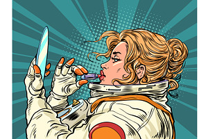 Pop Art Retro Astronaut woman with, a Person Illustration by studiostoks