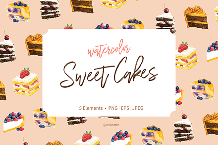 Watercolour Sweet Cakes