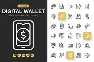 Digital Wallet Icons, an Icon by Spacepixel Creative