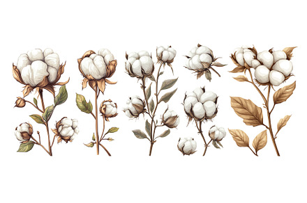 Cotton plants cartoon vector set, an Object Illustration by Onyx