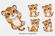 15 Bundle Watercolor Tiger Orange, an Animal Illustration by Morspective (Thumbnail 5 of 8)
