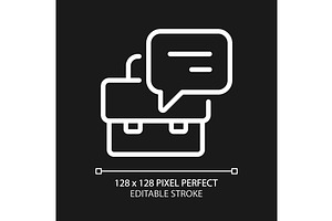 Briefcase with speech bubble pixel, an Icon by IMG Visuals