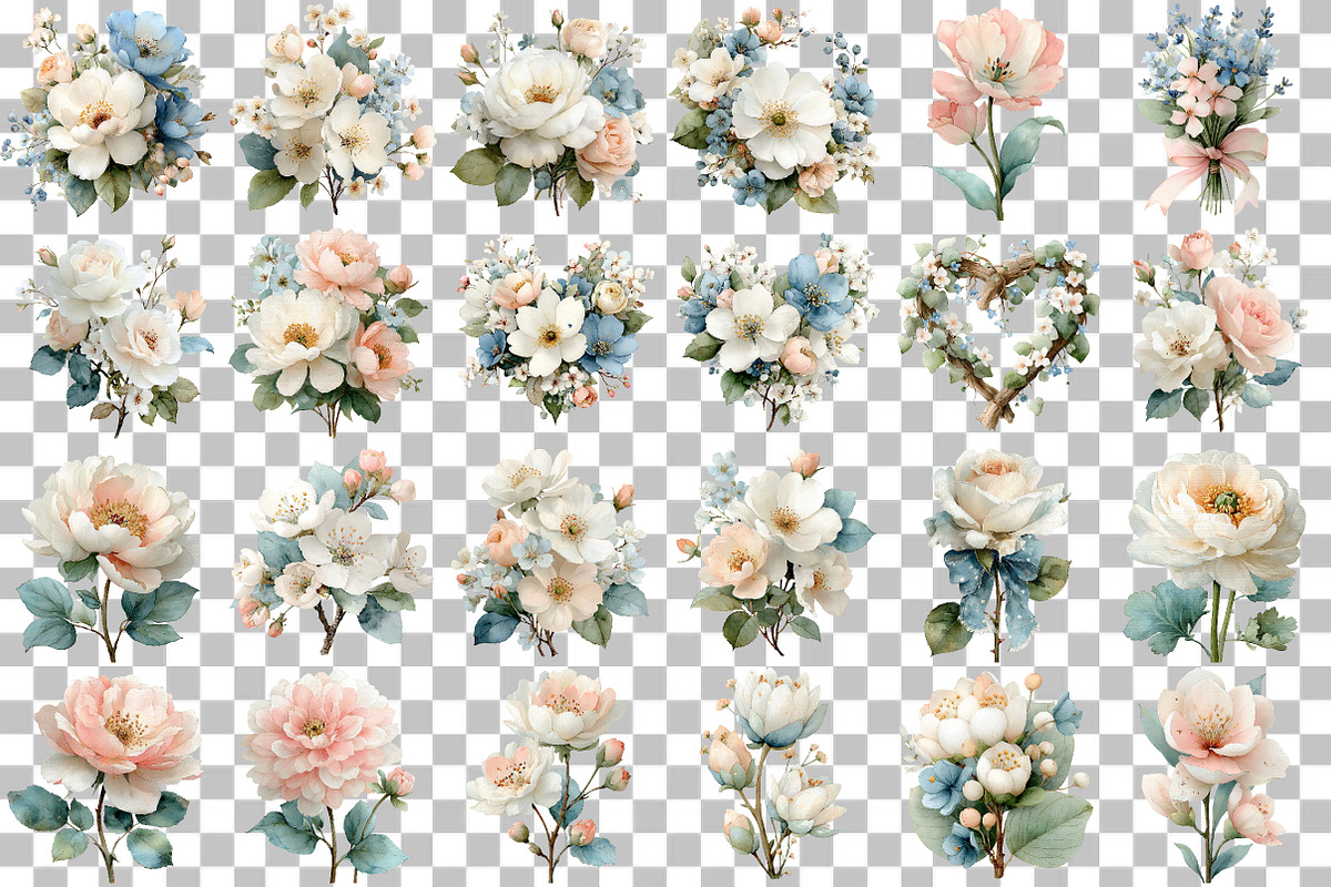 Romance Floral, Watercolor clipart, an Illustration by DreamCafeArt (Photo 3 of 6)