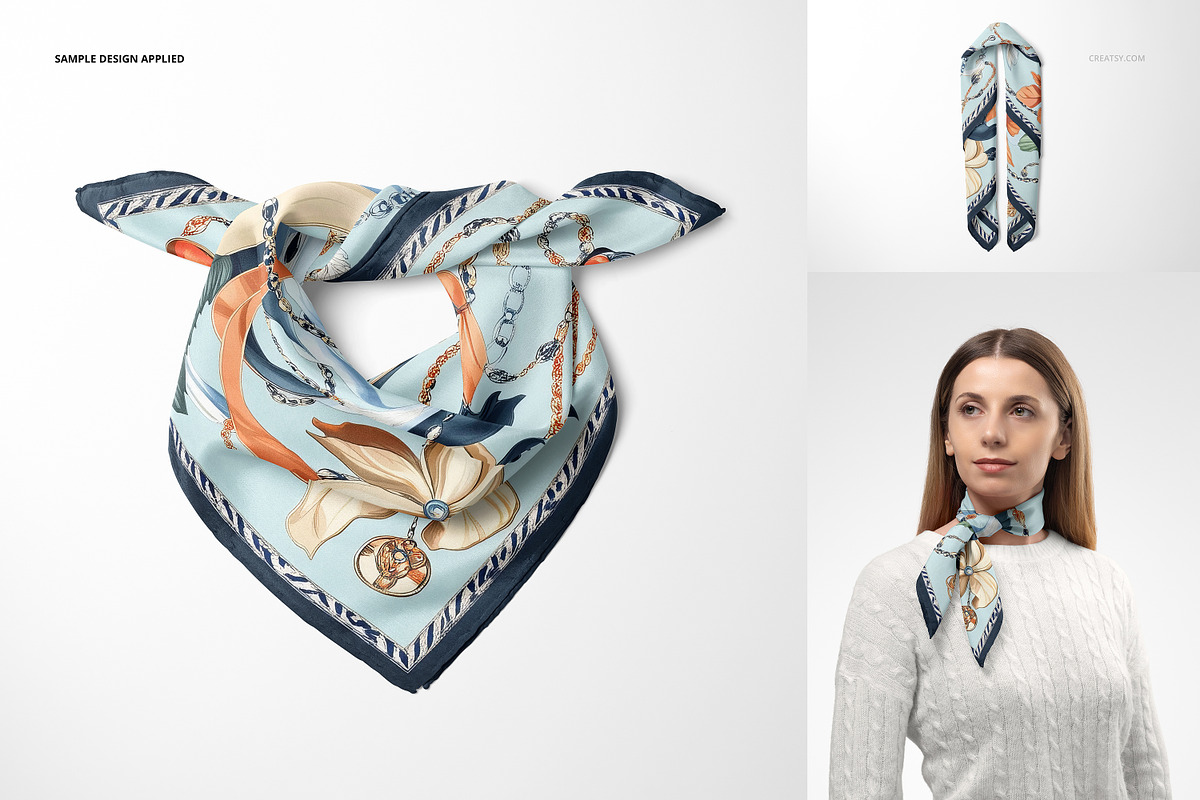 Silk Scarf Mockup Set, a Mask Mockup by Creatsy (Photo 4 of 9)