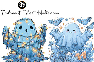 Iridescent Ghost Halloween Clipart, a Seasonal Illustration by DreamArtGraphic