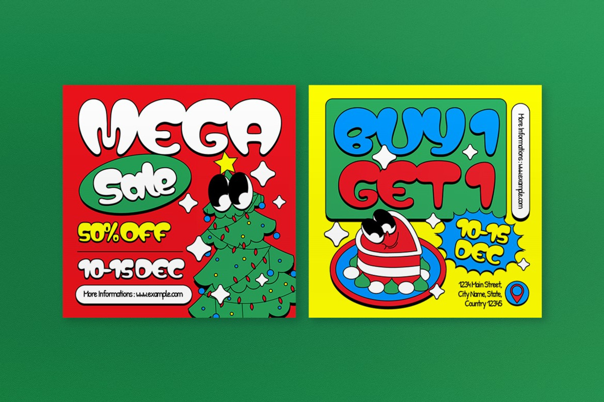Red Yellow Christmas Sale Banner, an UI Kit Template by graphicook (Photo 3 of 5)