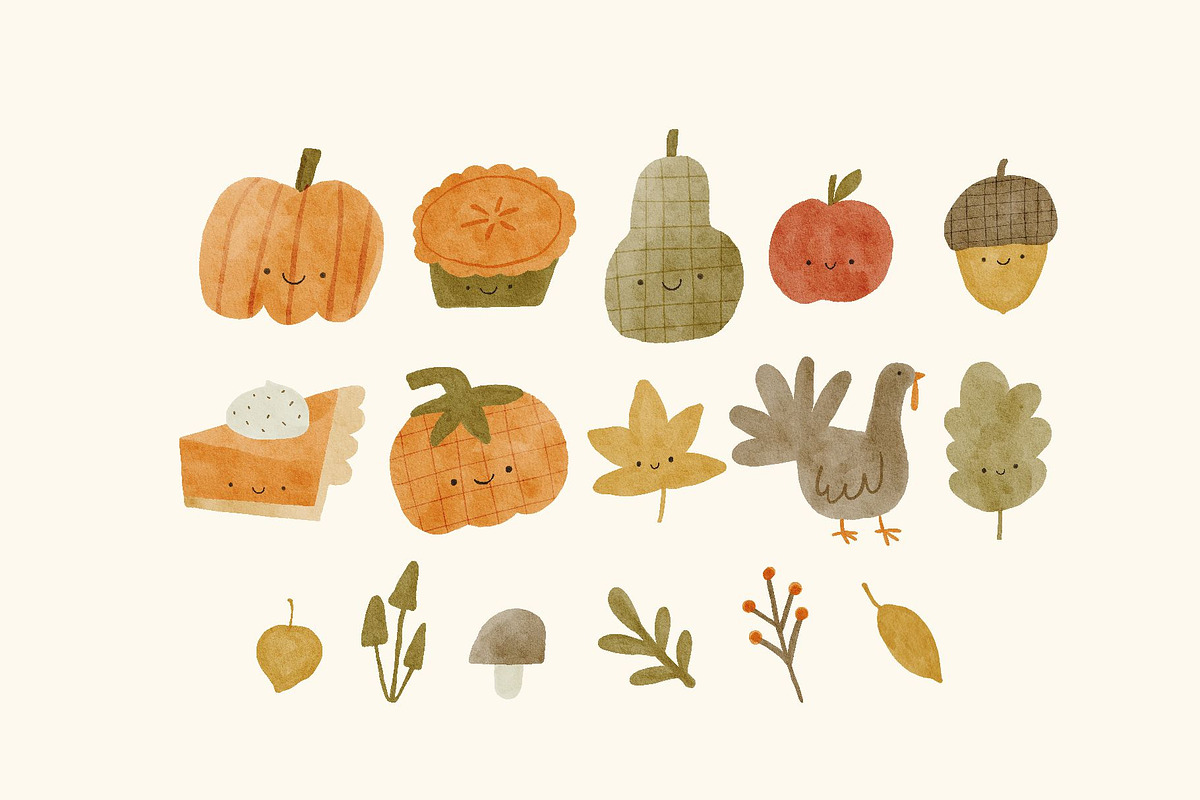 Watercolor Autumn Clipart, a Decorative Illustration by Cute And Wild (Photo 2 of 5)