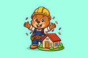 Beaver Builder Cartoon Illustration, an Animal Illustration by Gumrega Studio (Thumbnail 2 of 3)