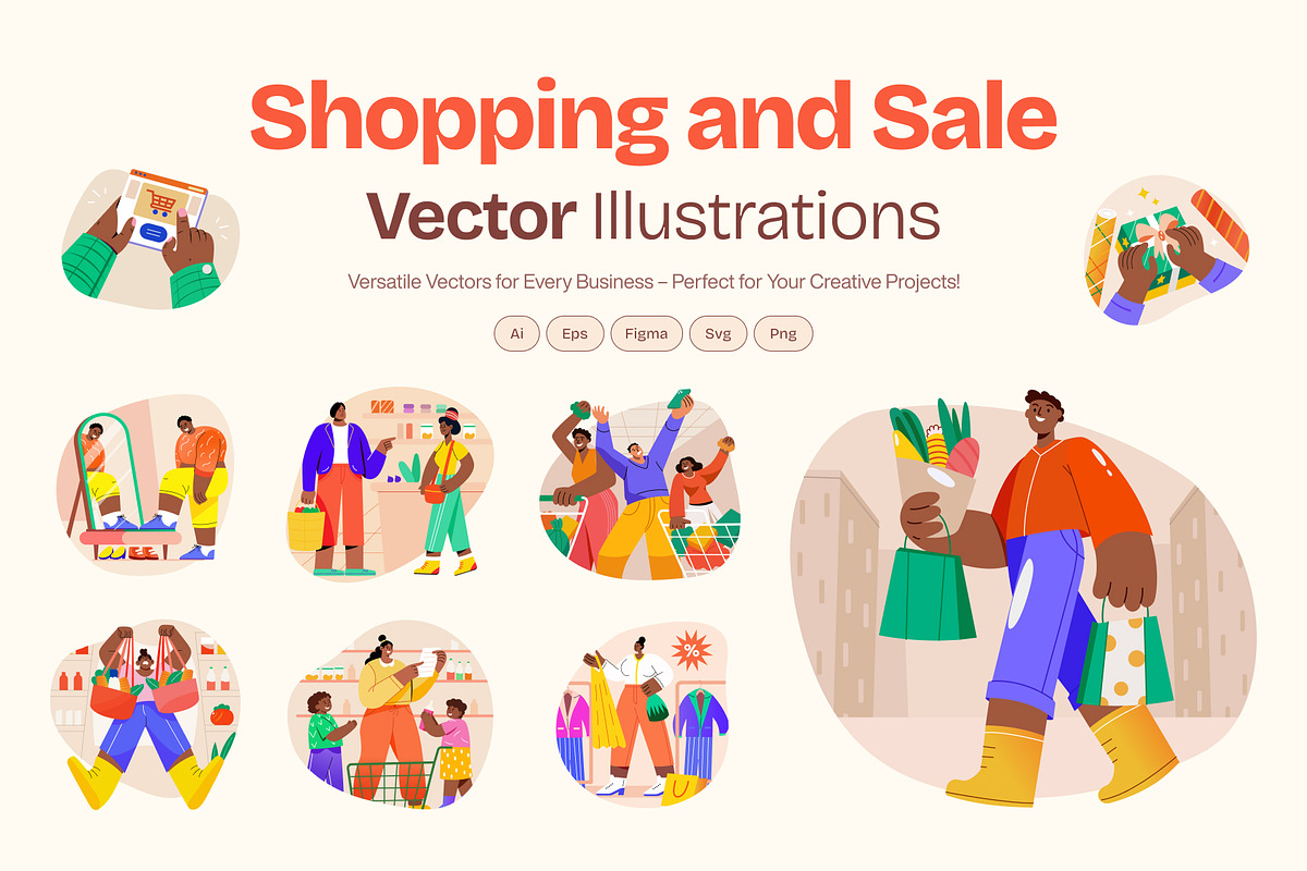 Shopping and Sale Vector Set, a Person Illustration by Prosymbols (Photo 1 of 9)
