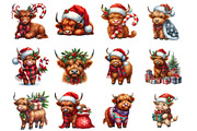 Christmas Highland Cow, an Illustration by Design Market (Thumbnail 3 of 4)