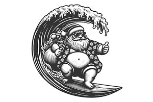 Santa Claus Surfing Gifts Hawaiian, an Illustration by AlexArt