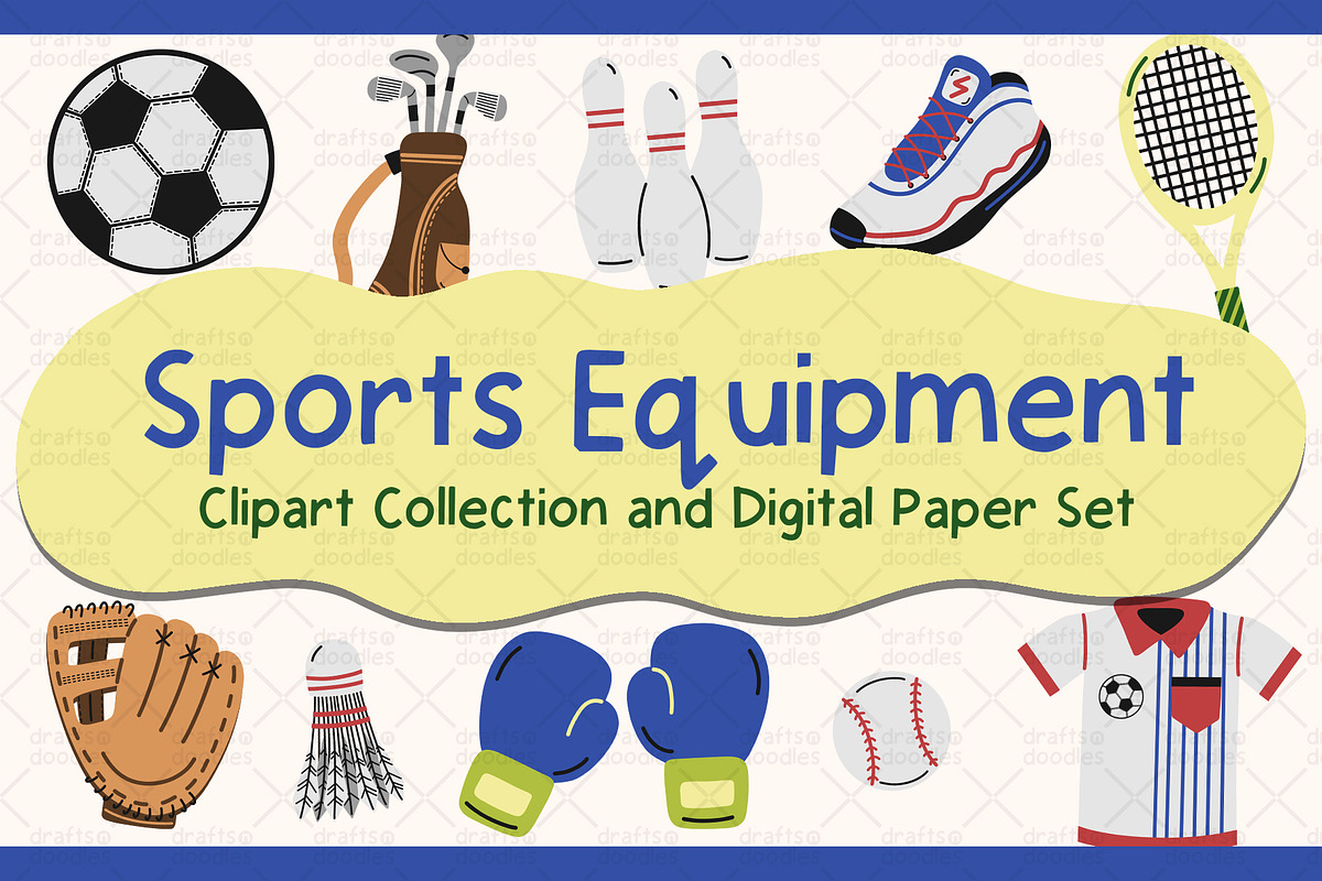 Sports Equipment Graphic Set, a Pattern Graphic by Drafts n Doodles (Photo 1 of 11)