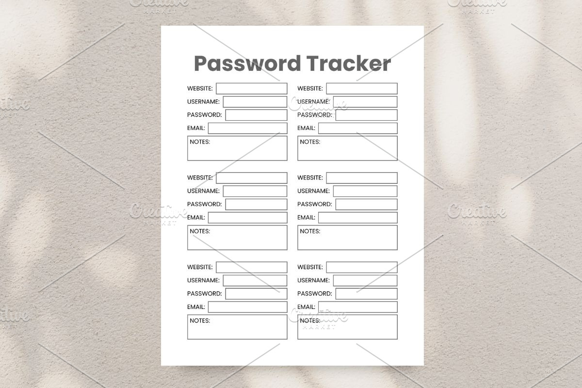Password Tracker, Password Planner, a Print Template by HillTract (Photo 5 of 5)