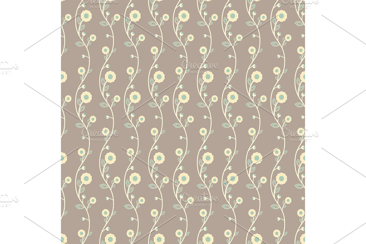 Floral Seamless Vector Pattern, a Decorative Illustration by FineArtStudio (Photo 1 of 3)