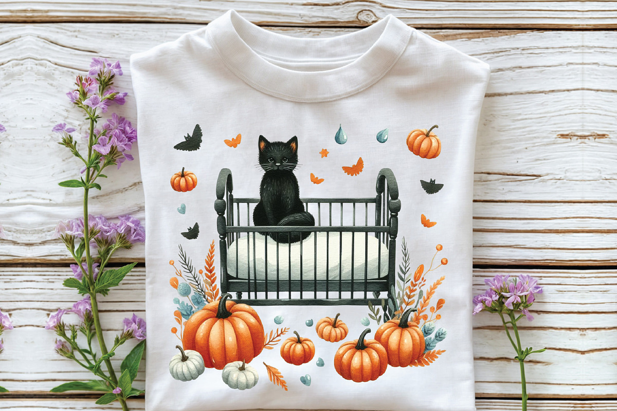 Watercolor Cute Black Cat Clipart, an Illustration by CraftArtStudio (Photo 3 of 6)