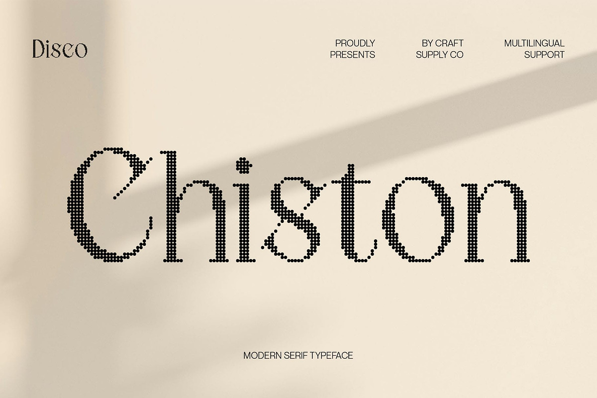 Chiston Disco, a Serif Font by Craft Supply Co. (Photo 1 of 8)