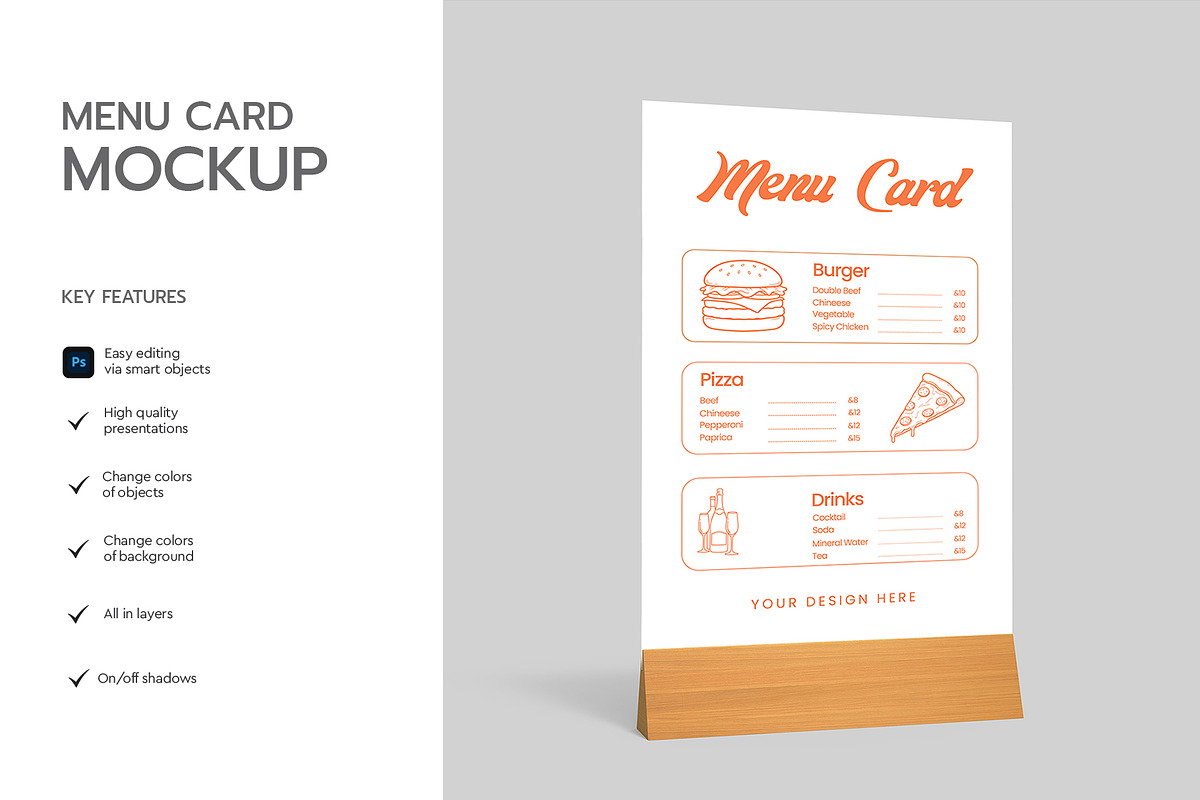 Table Tent Menu Card Mockup, a Product Mockup by graphypix (Photo 2 of 4)