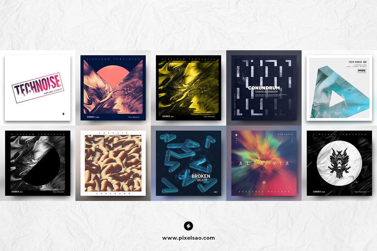 50 Minimal Album Covers Bundle, a Social Media Template by pixelsao (Photo 3 of 6)