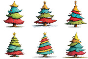 Whimsical Christmas Tree Clipart, an Illustration by CraftArtStudio (Thumbnail 2 of 6)