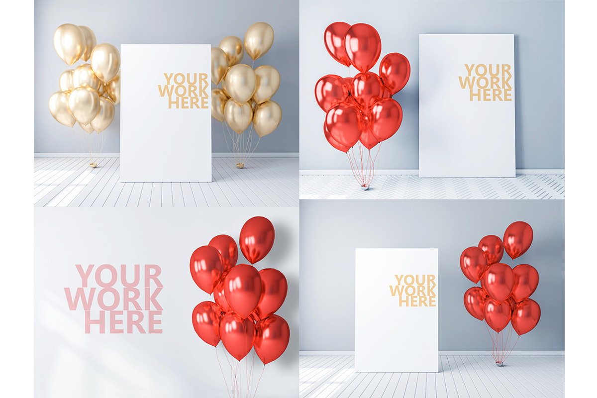 11 new PSD mockups with balloons, a Print Template by Radmila (Photo 2 of 4)