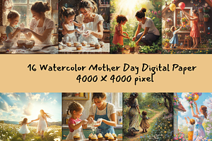 Mom and Daughter Bake Illustrations, an Illustration by ikarifq shop