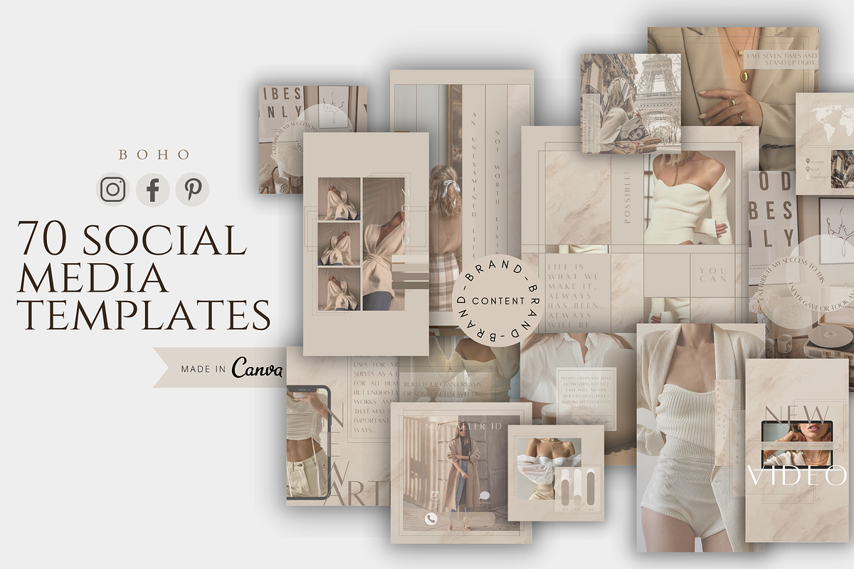 Boho Instagram Canva Template Bundle