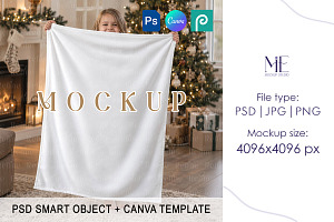 Christmas Blanket Mockup Fleece