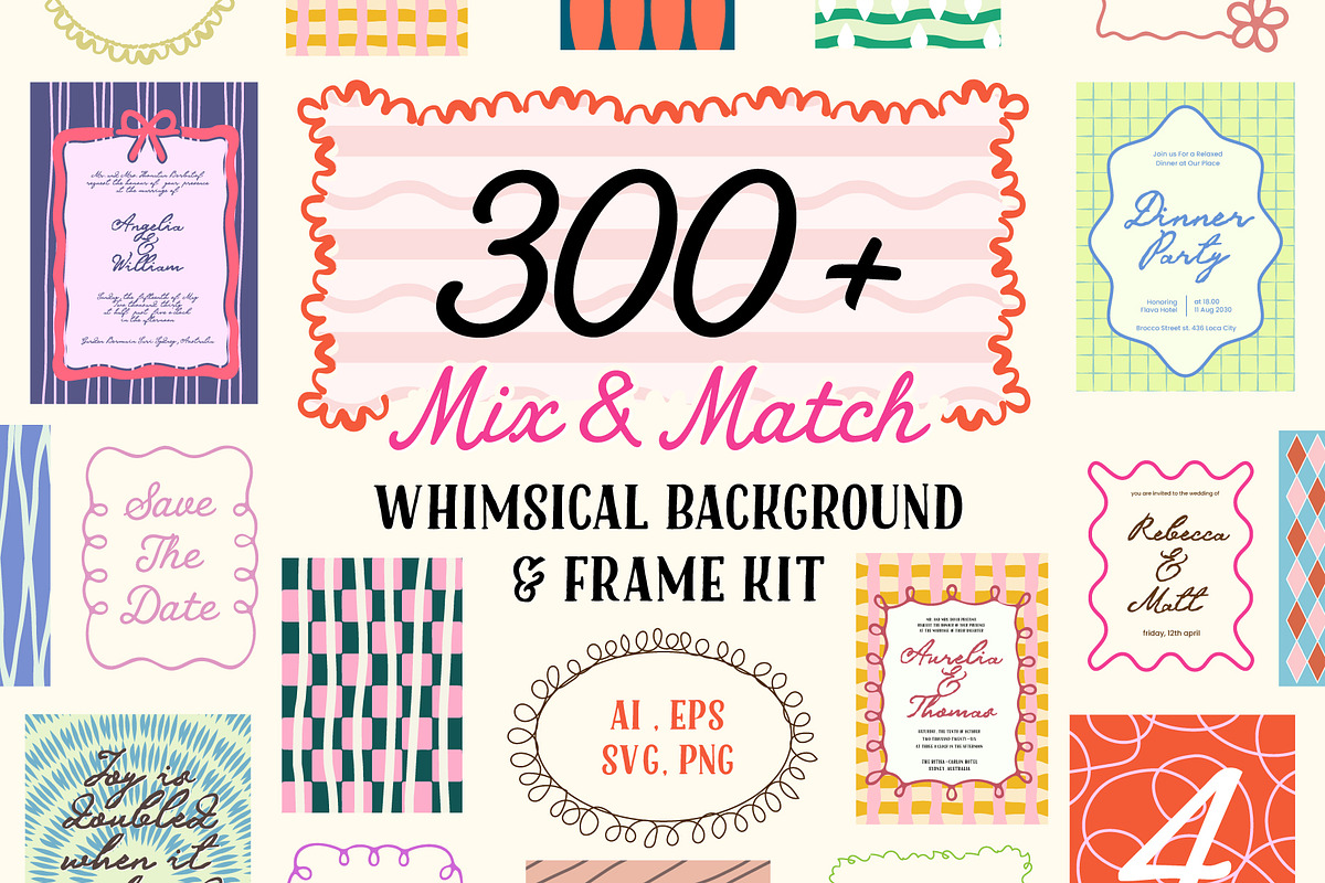 300+ Whimsical Background and Frames, an Object Graphic by Jiwstudio (Photo 1 of 20)