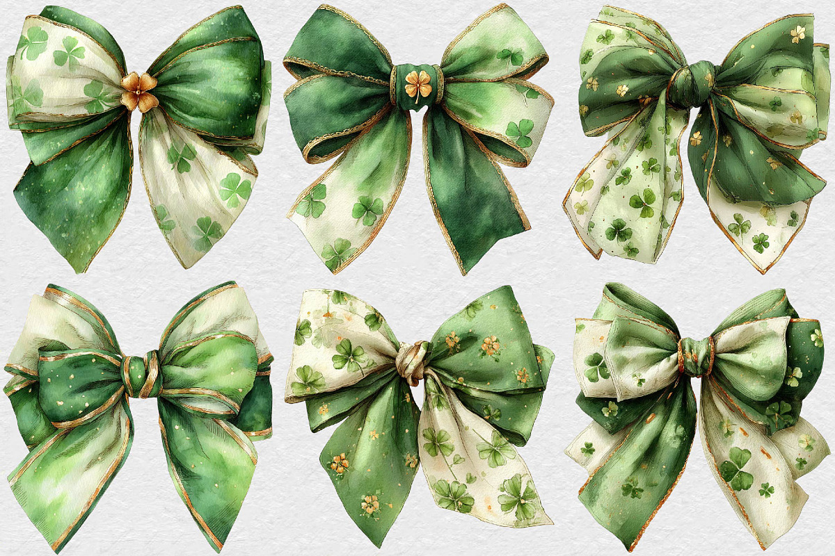 St. Patrick's Day Bow Clipart, an Illustration by DreamCafeArt (Photo 5 of 6)