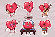 Groovy Valentine Heart Stickers, a Decorative Illustration by VictoriaSergeeva (Thumbnail 3 of 3)