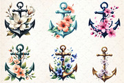 Watercolor Floral Anchor Clipart, an Illustration by Rose Art (Thumbnail 4 of 4)