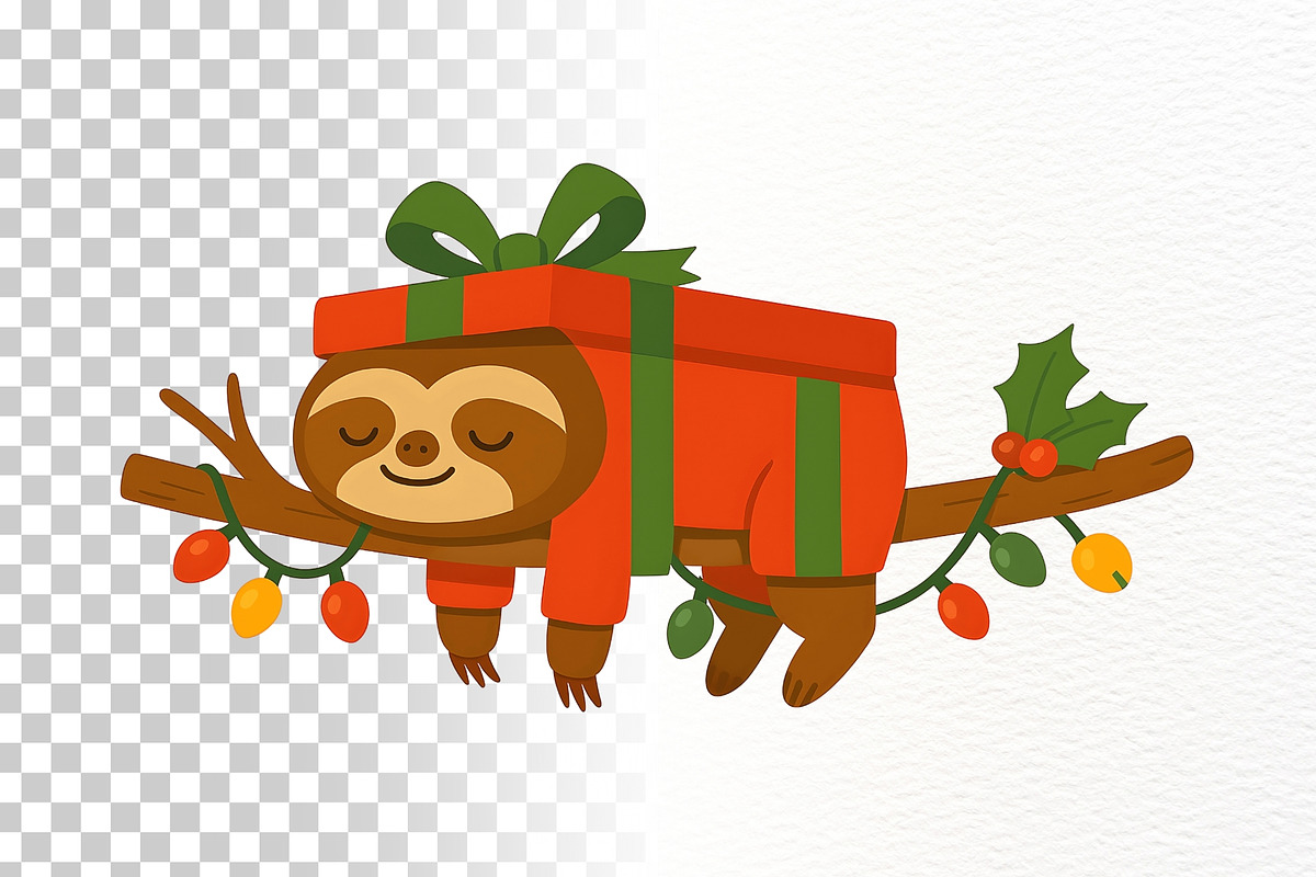 Funny Christmas Sloth Clipart, a Seasonal Illustration by Nicolle's Colorful Art (Photo 6 of 6)