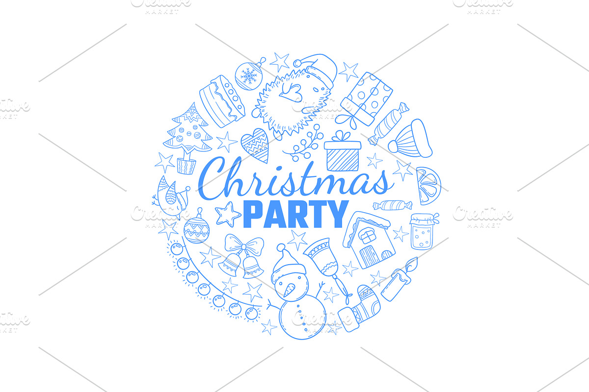 Christmas party. circle shape, an Object Illustration by Onyx