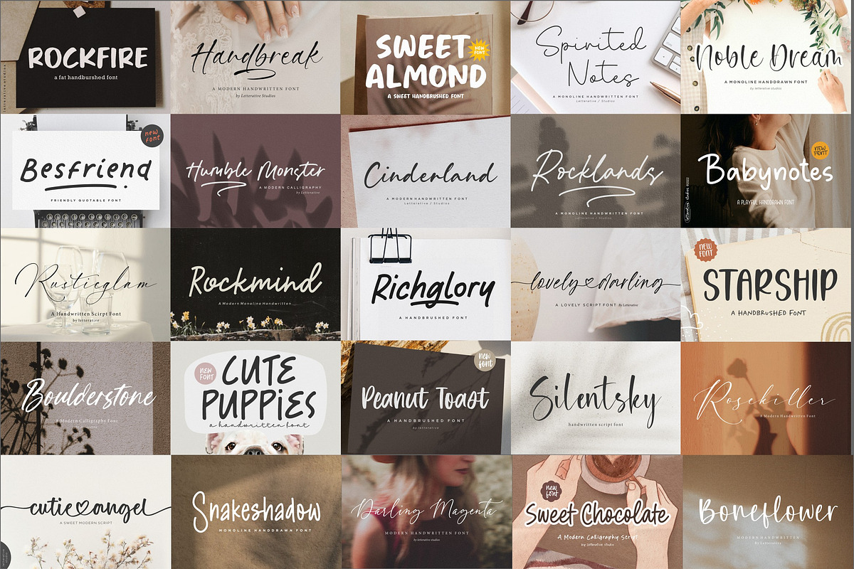 The ULTIMATE! 100 Font Bundle!, a Script Font by Letterative Studio (Photo 8 of 8)
