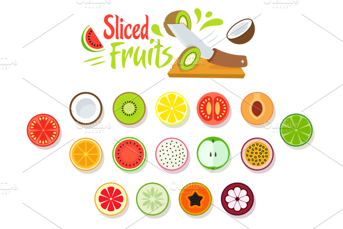 Fresh Fruits vector objects, a Food Illustration by dimpo ⚡️ ART ® (Photo 3 of 4)