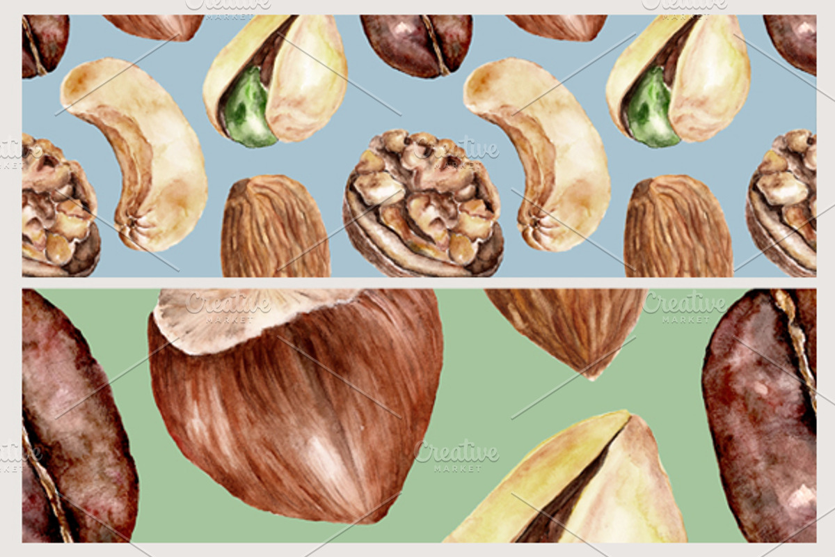 Seamless pattern with nuts