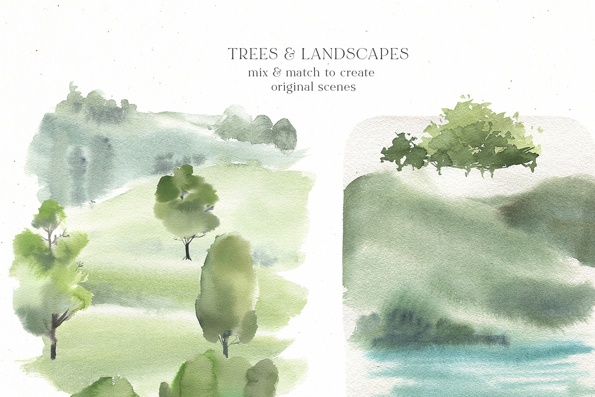 Trees & Mountains Watercolour, an Illustration by whiteheartdesign (Photo 6 of 6)
