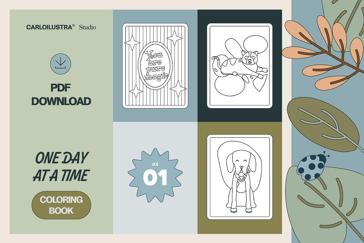 One Day at a Time – Coloring Book, a Brochure Template by Carlo ilustra store (Photo 4 of 7)