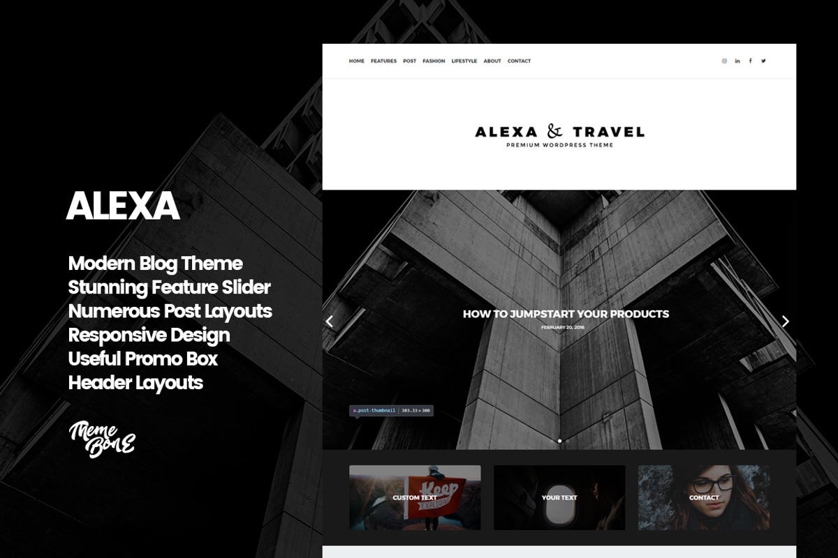 Alexa - Premium WordPress Blog Theme, a WordPress Template by ThemeBone (Photo 1 of 3)