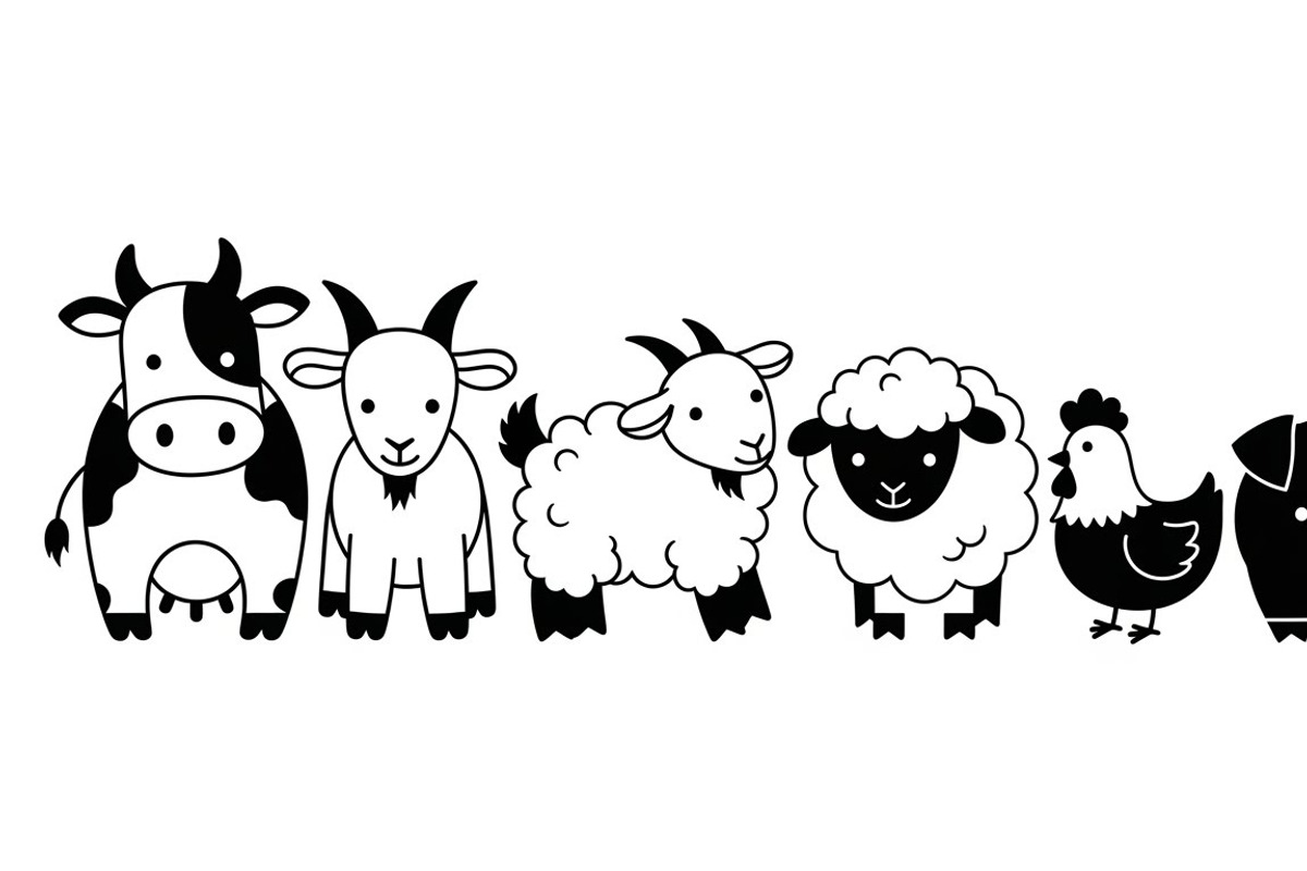 Cute Farm Animal Silhouette Bundle, an Illustration by hafijul (Photo 4 of 51)