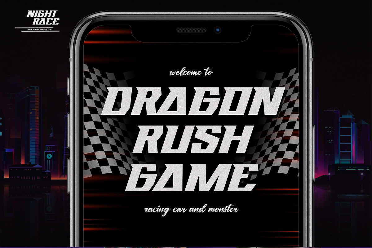 NIGHTRACE - Race Theme Display Font, a Font by Gassstype (Photo 3 of 8)