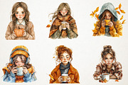 Cozy Autumn Coffee Girl Clipart Bund, an Illustration by RobertsArt (Thumbnail 7 of 7)