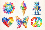 Watercolor Autism Awareness PNG, an Illustration by Dream Creation (Thumbnail 2 of 5)