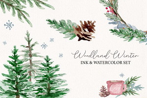 Woodland Winter Watercolor Set